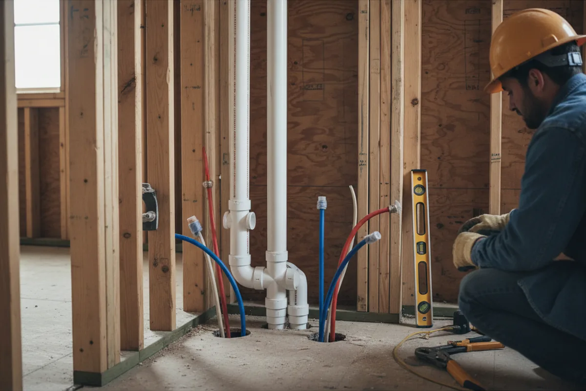 Drain and supply rough-in during Leak Detection in Ghent